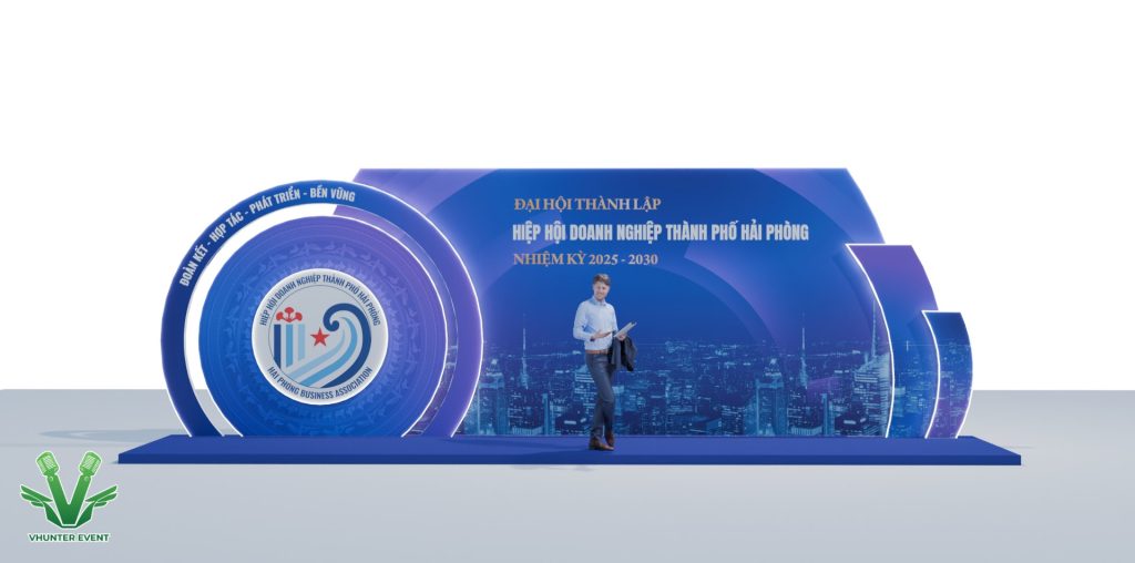 Backdrop check-in sự kiện ĐẠI HỘI THÀNH LẬP HIỆP HỘI DOANH NGHIỆP THÀNH PHỐ HẢI PHÒNG